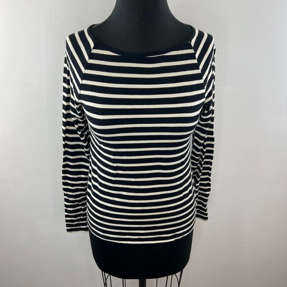 THEORY Long Sleeve Black White Stripe Pullover Layer S Small Classic - Picture 2 of 7